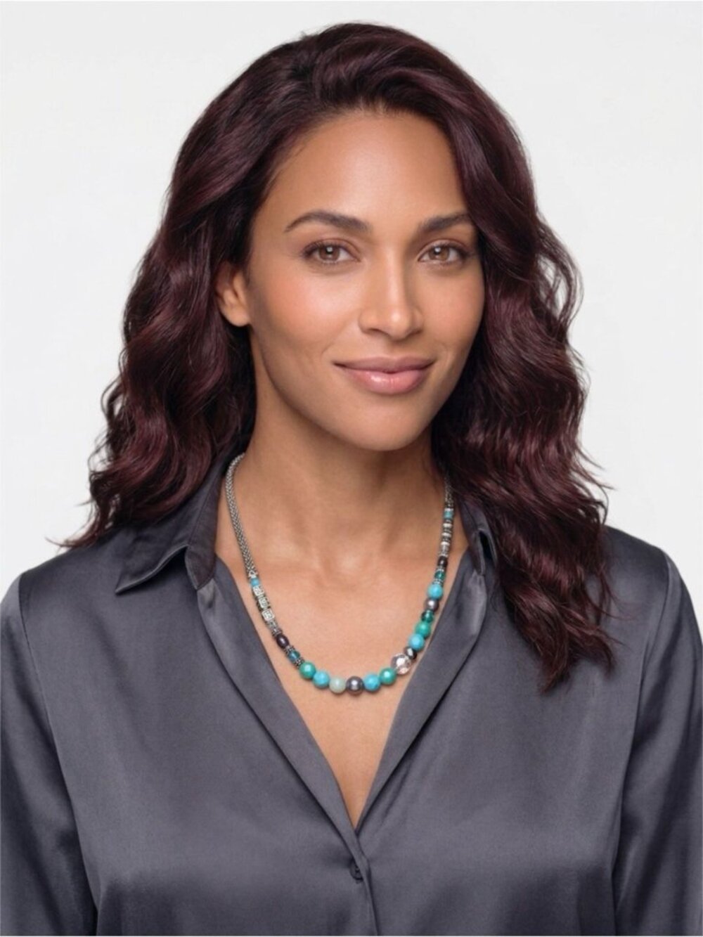 Brighton "Soho" Beaded Necklace - Silver & Turquoise Beads
